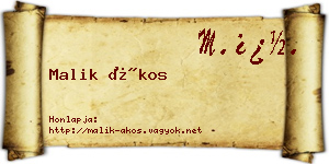 Malik Ákos névjegykártya